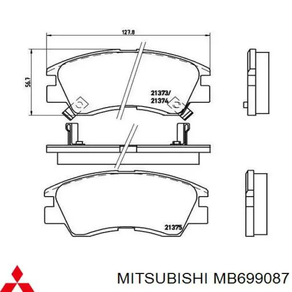 MB699087 Mitsubishi колодки гальмівні передні, дискові