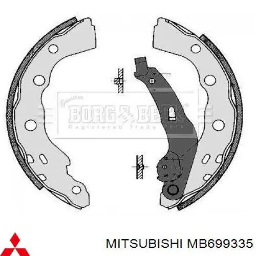 Купити MB699335 Mitsubishi Колодки гальмові задні, барабанні
