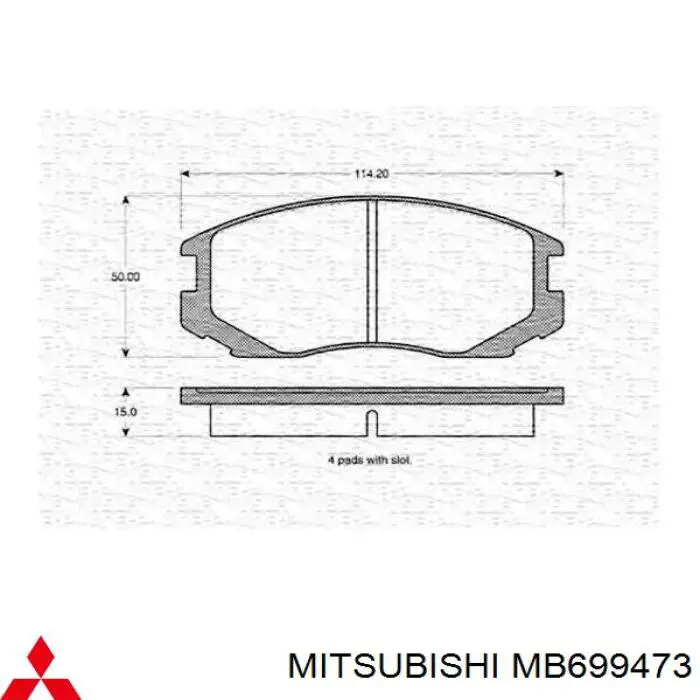 Купити MB699473 Mitsubishi Колодки гальмівні передні, дискові