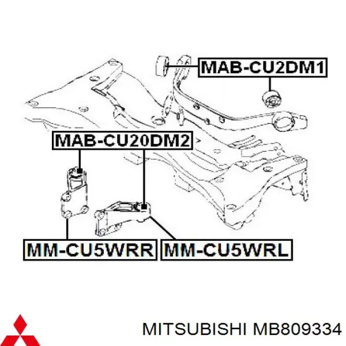 Сайлентблок траверси кріплення заднього редуктора, задній MITSUBISHI MB809334