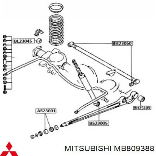 Купити MB809388 Mitsubishi Сайлентблок заднього поздовжнього важеля, передній