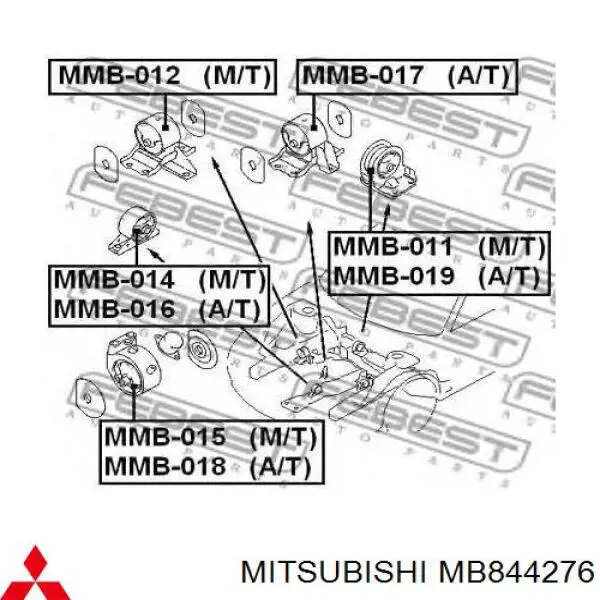 Подушка (опора) двигуна, передня MB844276 Mitsubishi