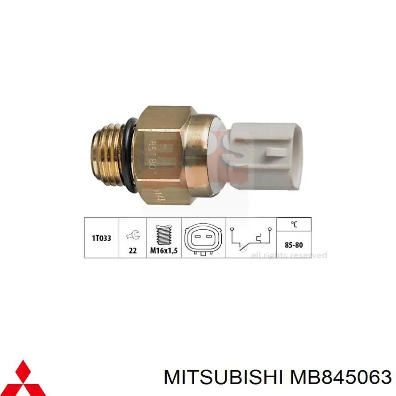 Термо-датчик включення вентилятора радіатора MB845063 Mitsubishi