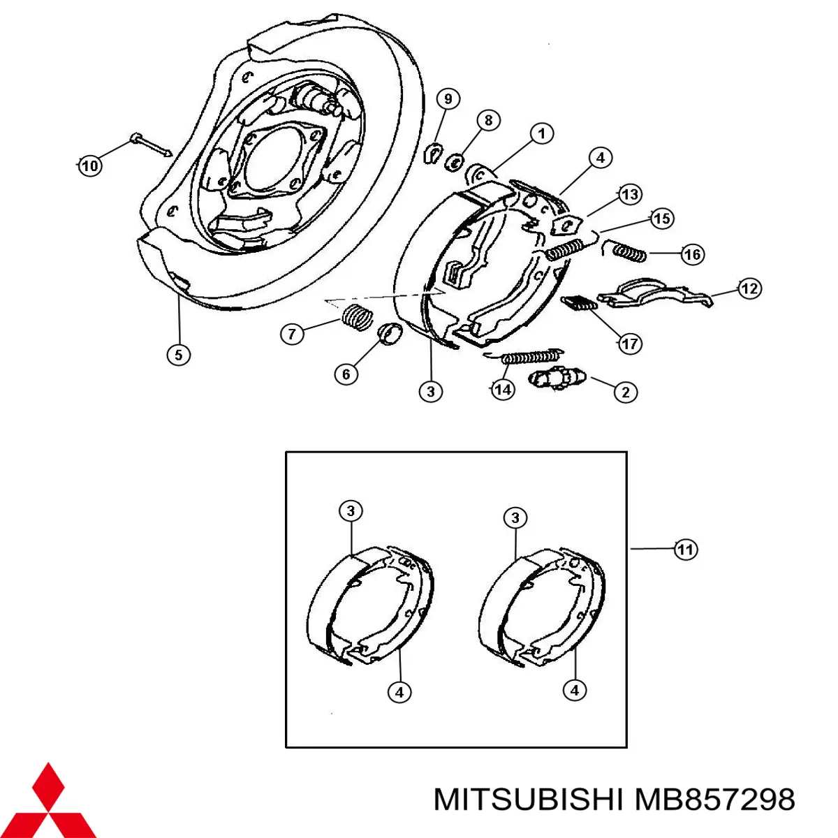 Ремонтний комплект гальма стоянки Mitsubishi MB857298 ціна, від 3.10 USD