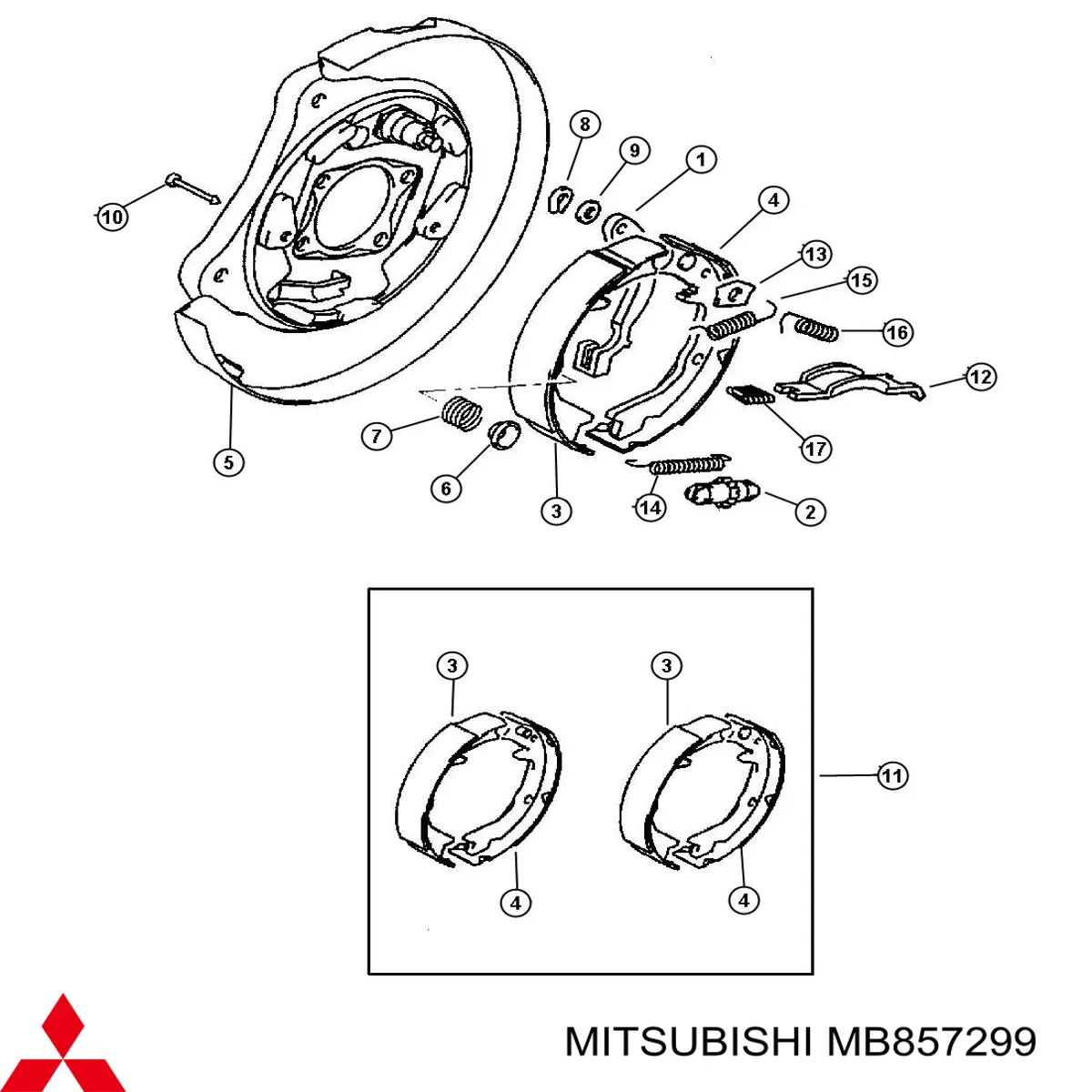 Пружина притискна задніх барабанних колодок Mitsubishi MB857299 ціна, від 3.19 USD