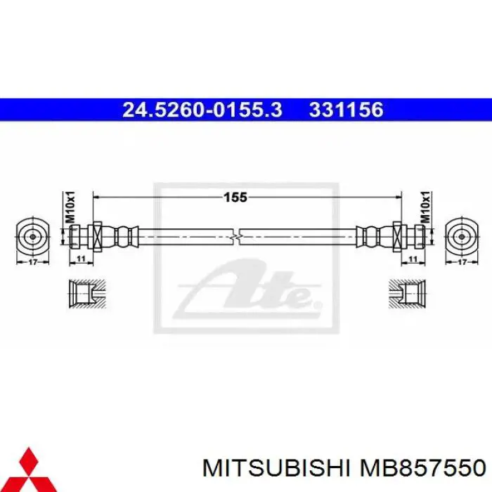 Купити MB857550 Mitsubishi Гальмівні шланги передні
