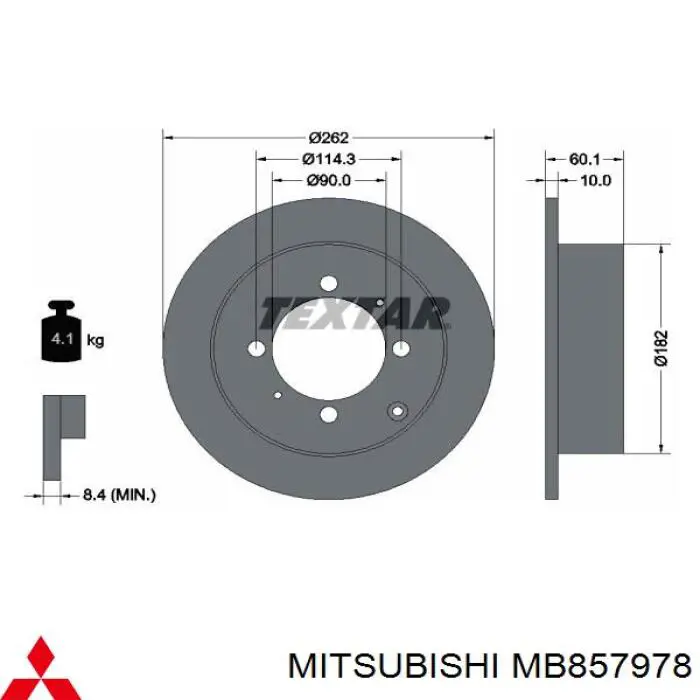 Диск гальмівний задній MB857978 Mitsubishi