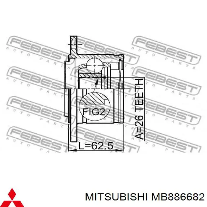 MB886682 Mitsubishi шрус внутрішній, передній, правий