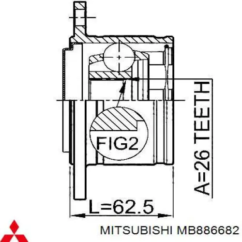 ШРКШ внутрішній, передній, правий Mitsubishi MB886682 ціна, від 35.26 USD