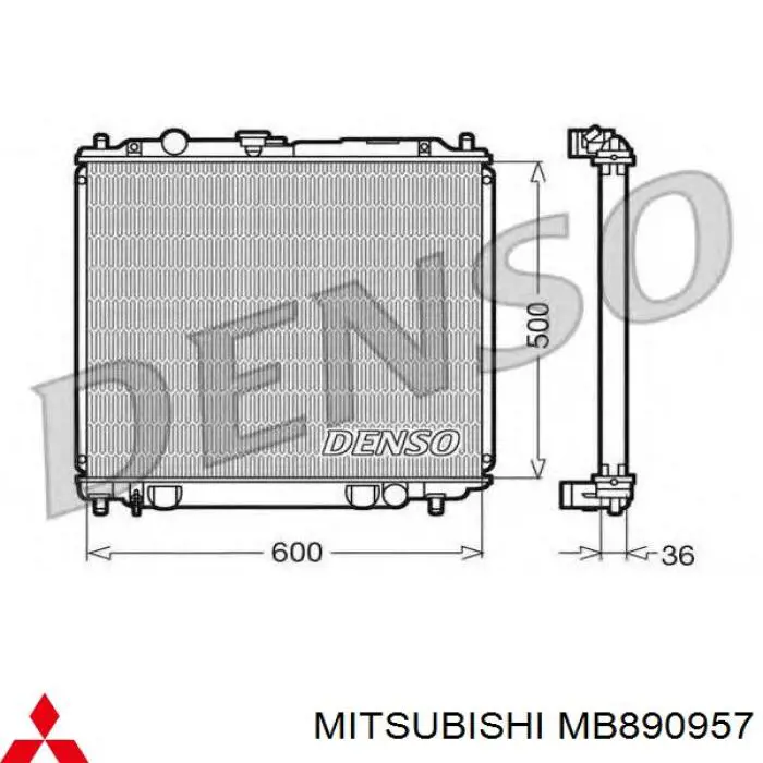 Купити MB890957 Mitsubishi Радіатор двигуна