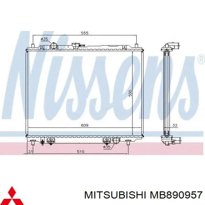 MB890957 Mitsubishi Радіатор охолодження двигуна