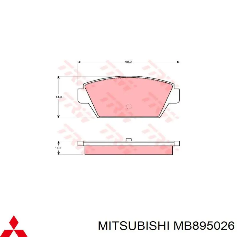 MB895026 Mitsubishi колодки гальмові задні, дискові