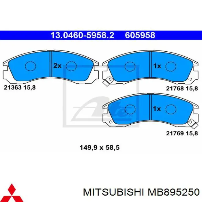 Колодки гальмівні передні, дискові MB895250 Mitsubishi