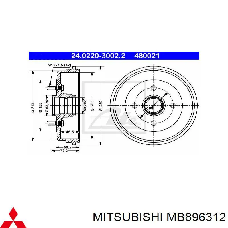 MB896312 Mitsubishi шрус зовнішній передній