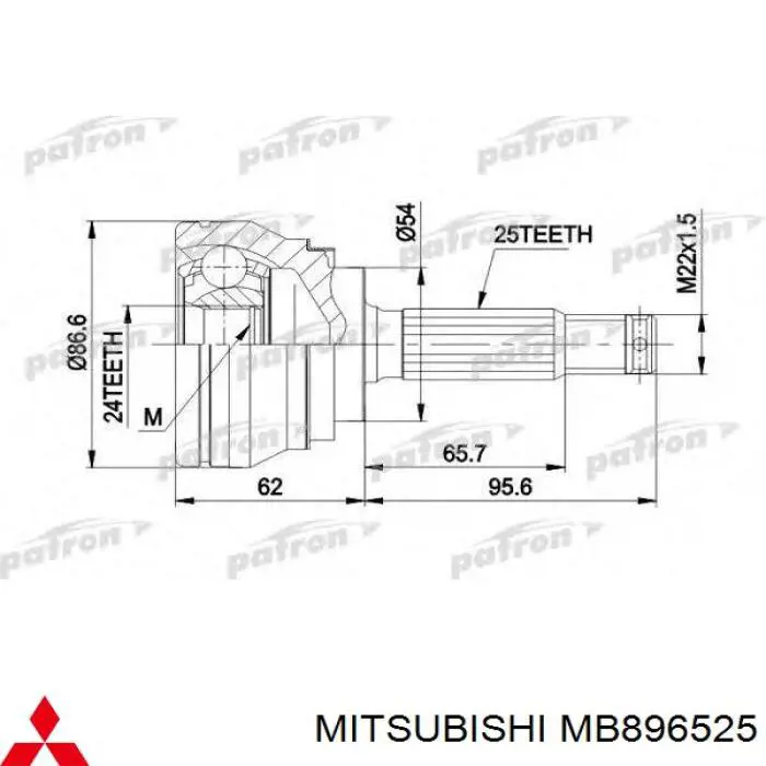 ШРУС зовнішній передній MB896525 Mitsubishi