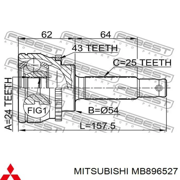 MB896527 Mitsubishi шрус зовнішній передній