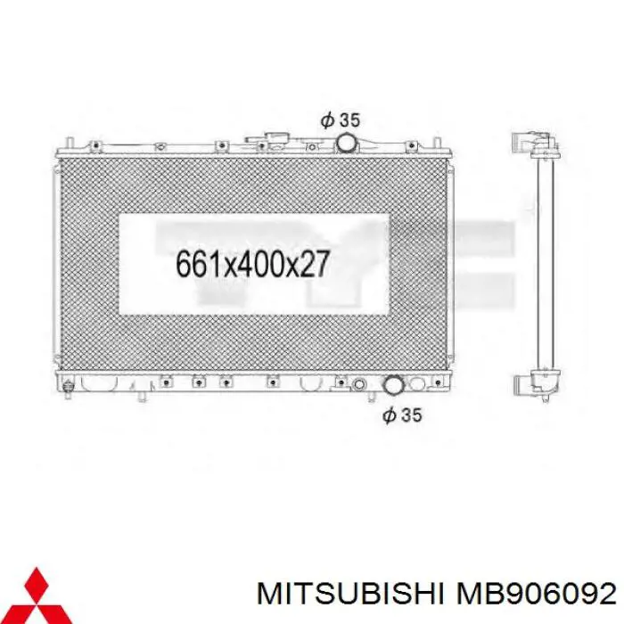 Купити MB906092 Mitsubishi Радіатор двигуна