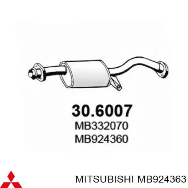 XR332070 Mitsubishi глушник, центральна частина