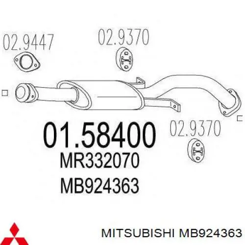 Купити MB924363 Mitsubishi Вихлопна труба