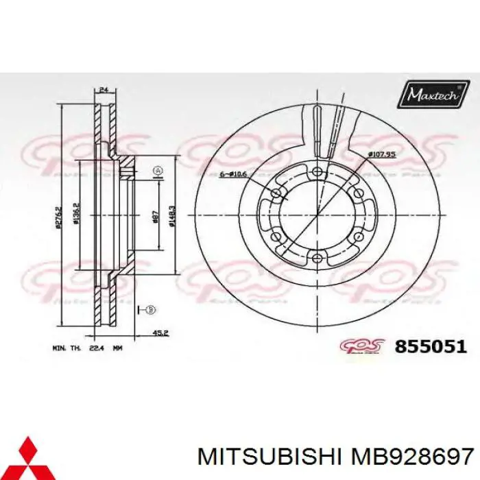 Купити MB928697 Mitsubishi Ротор гальмівний