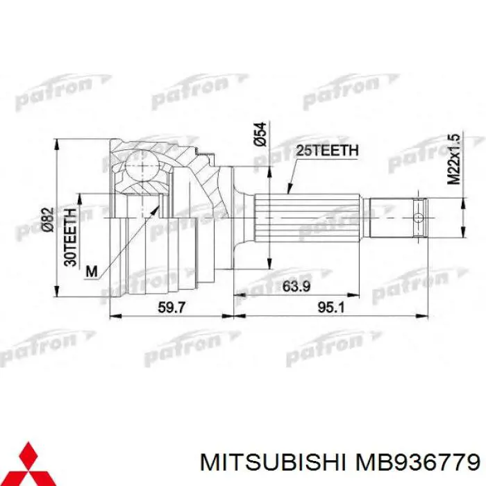Купити MB936779 Mitsubishi Підшипник хвостовика заднього моста, зовнішній