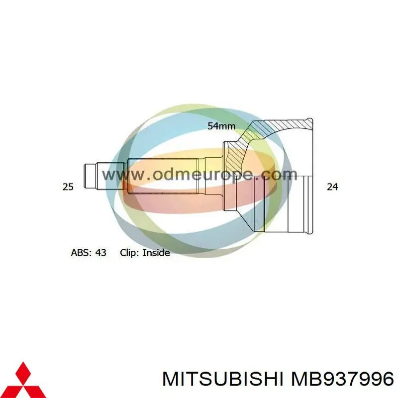 Купити MB937996 Mitsubishi Шарнір приводу зовнішній