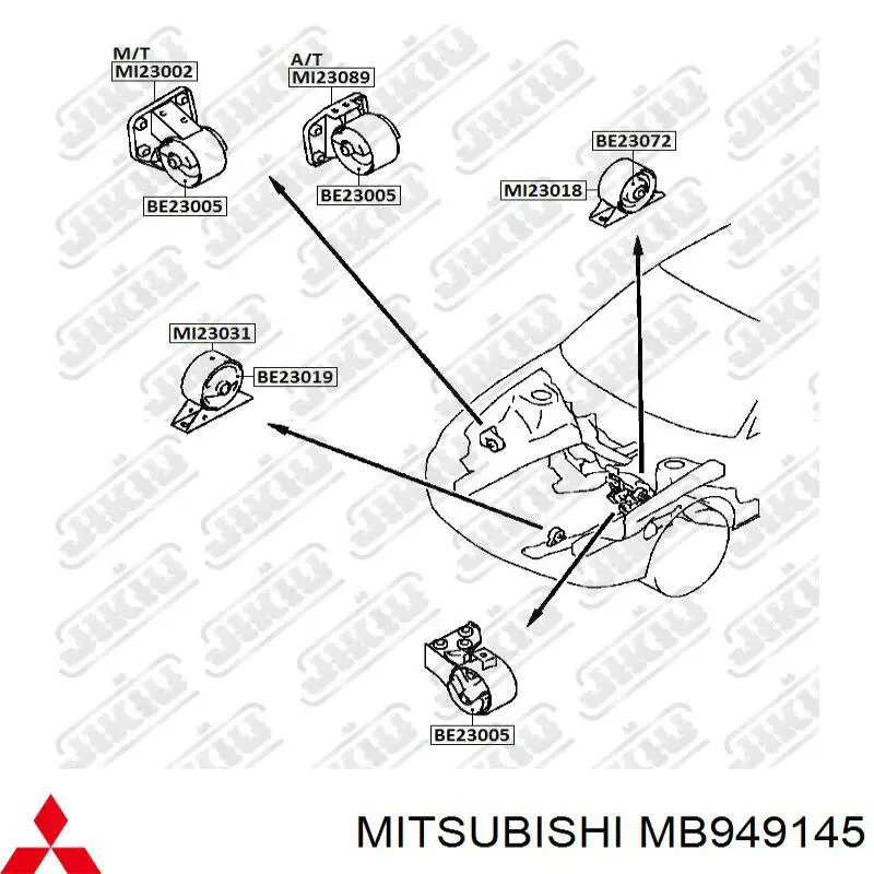 Сайлентблок кронштейна верхньої подушки двигуна Mitsubishi MB949145 ціна, від 13.75 USD