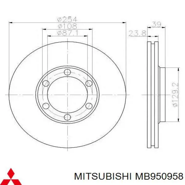 MB950958 Mitsubishi Гальмо дискове переднє