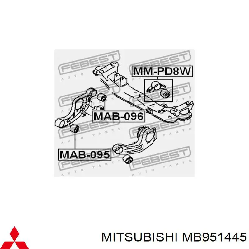 Сайлентблок траверси кріплення переднього редуктора, задній Mitsubishi Space Gear (PA, B, DV, W) (Міцубісі Спейс гір)