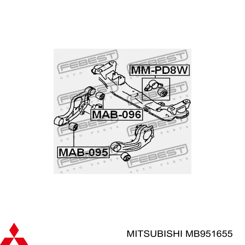 MB951655 Mitsubishi сайлентблок (подушка редуктора заднього моста, задній)