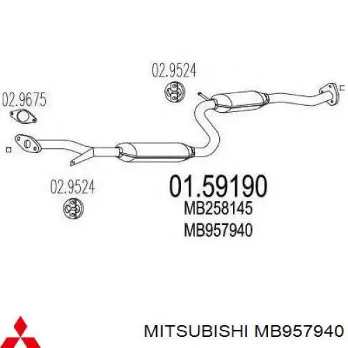 Глушник Mitsubishi MB957940 ціна, від 51.66 USD