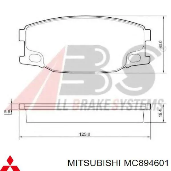 Гальмівні колодки Mitsubishi MC894601 ціна, від 38.99 USD