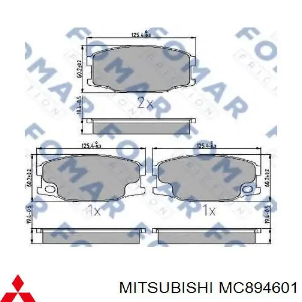 Купити MC894601 Mitsubishi Колодки гальмівні передні, дискові