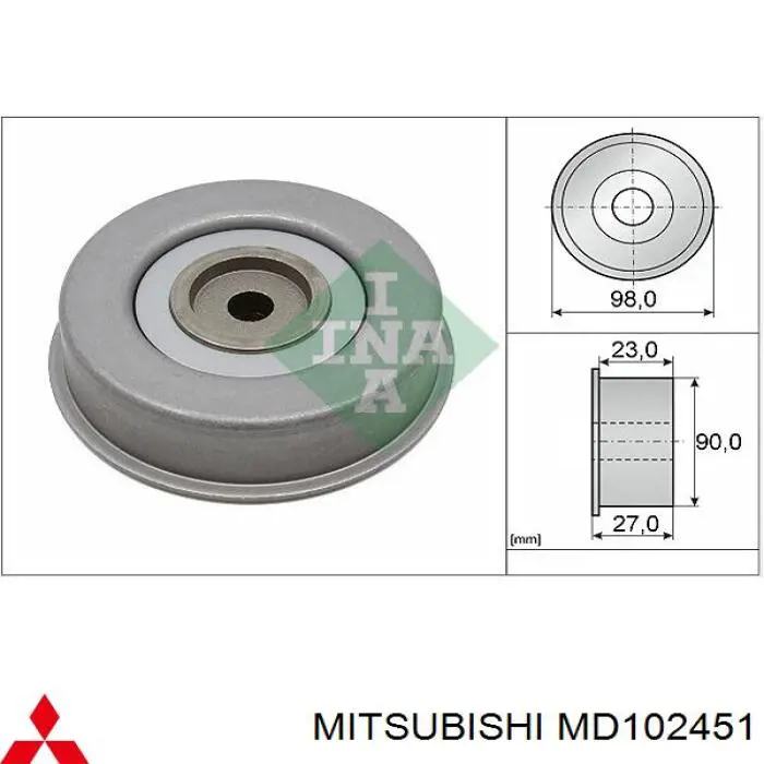 Ролик натягувача приводного ременя MD102451 Mitsubishi