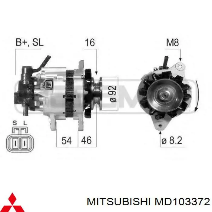 Генератор Mitsubishi MD103372 ціна, від 153.95 USD