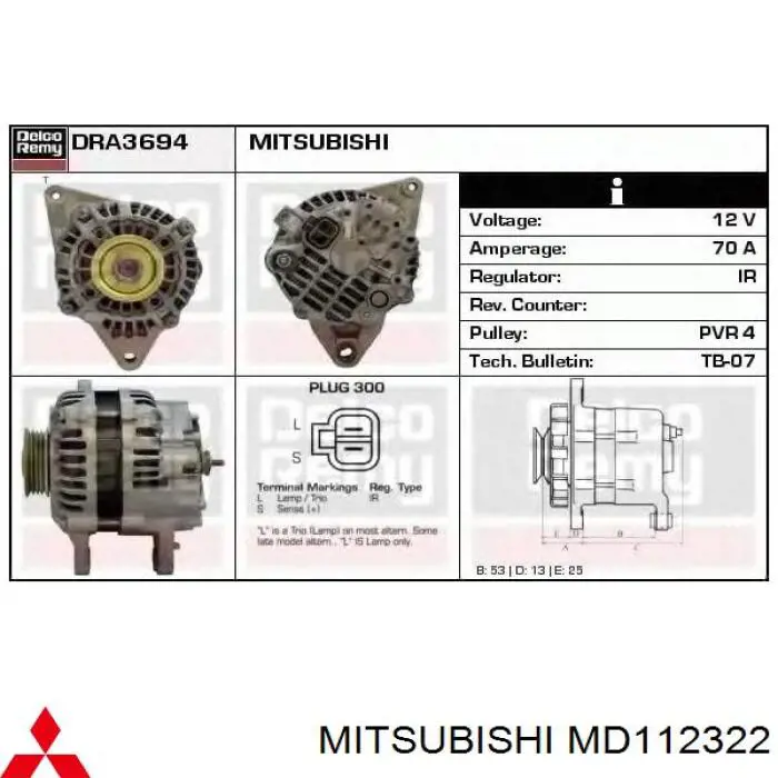 MD112322 Mitsubishi Авто генератор