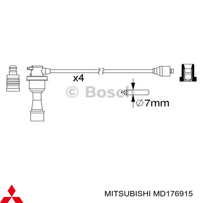 MD176915 Mitsubishi дріт високовольтні, комплект
