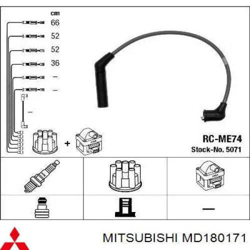 MD180171 Mitsubishi дріт високовольтні, комплект