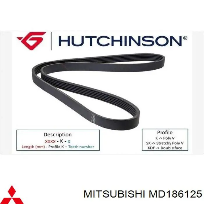 Клиновий ремінь Mitsubishi MD186125 ціна, від 6.46 USD