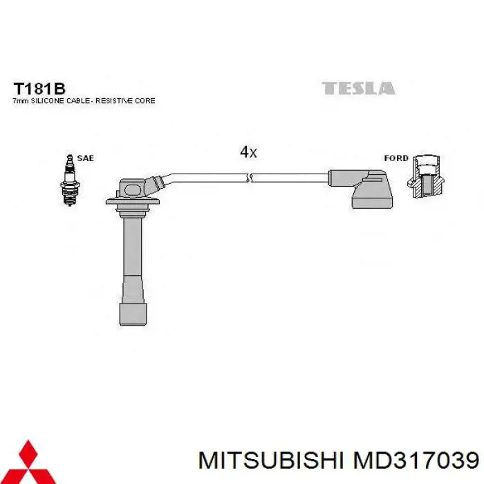 Дроти запалювання Mitsubishi MD317039 ціна, від 37.50 USD