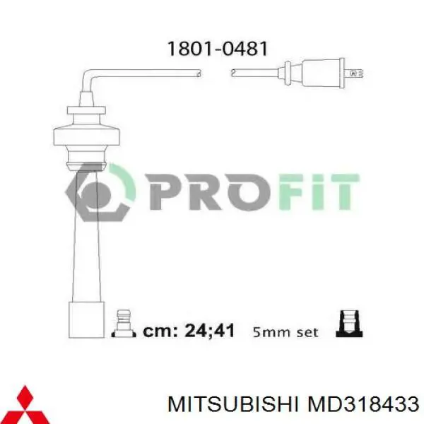Дроти запалювання Mitsubishi MD318433 ціна, від 17.83 USD