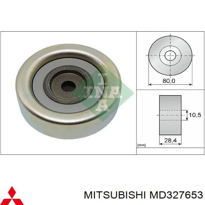 MD327653 Mitsubishi Ролик приводного ременя, паразитний