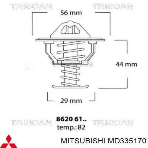 Купити MD335170 Mitsubishi Термостат в корпусі