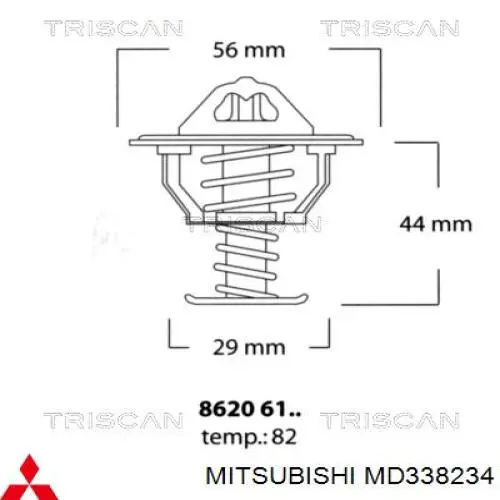 Купити MD338234 Mitsubishi Термостат в корпусі