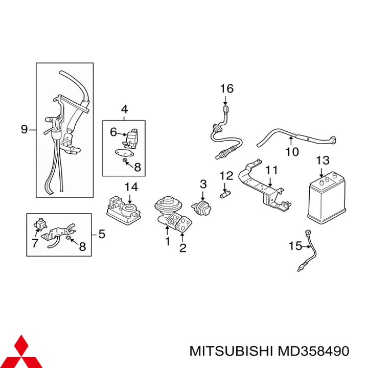 MD358490 Mitsubishi прокладка egr-клапана рециркуляції