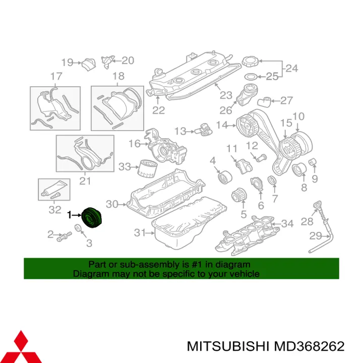 Шків колінвала (демпфер ) Mitsubishi MD368262 ціна, від 58.71 USD