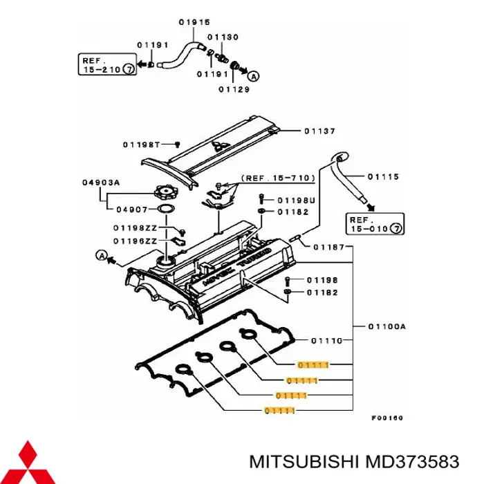 MD373583 Mitsubishi Прокладка клапанної кришки двигуна, кільце