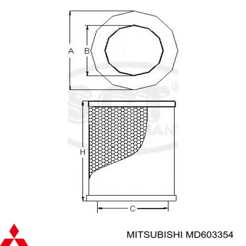 MD603354 Mitsubishi Повітряний фільтр двигуна