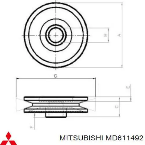 Шків генератора Mitsubishi L 200 (K4T) (Міцубісі Л200)