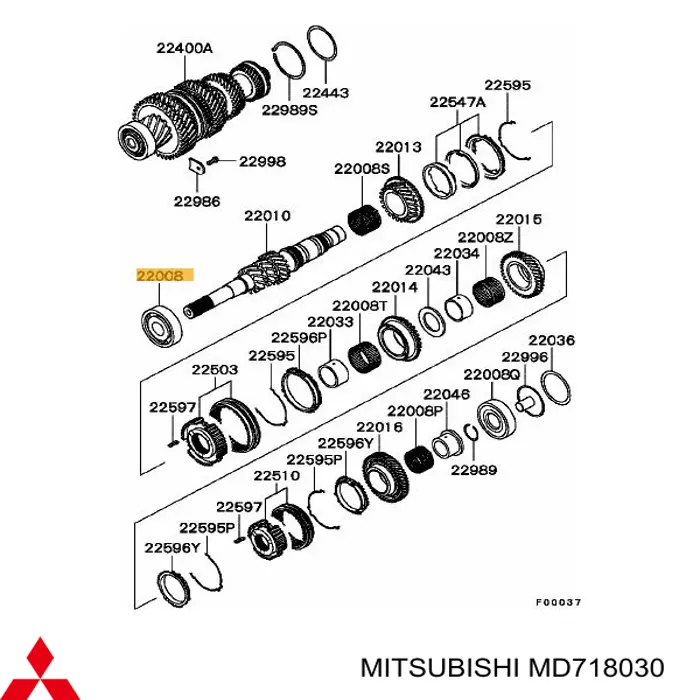 Підшипник первинного валу коробки Mitsubishi MD718030 ціна, від 19.92 USD